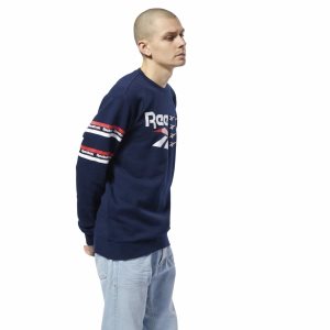 Reebok Classic All Over Vector Crew Sweatshirt Herren - Navy - DE 125-RTI